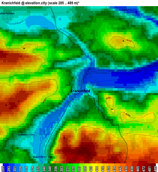 Kranichfeld elevation map