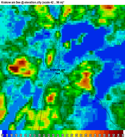 Krakow am See elevation map