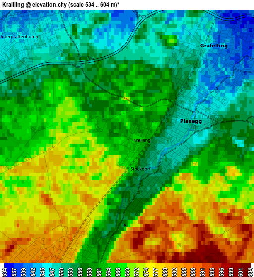 Krailling elevation map