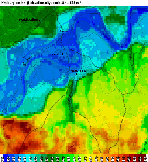 Kraiburg am Inn elevation map