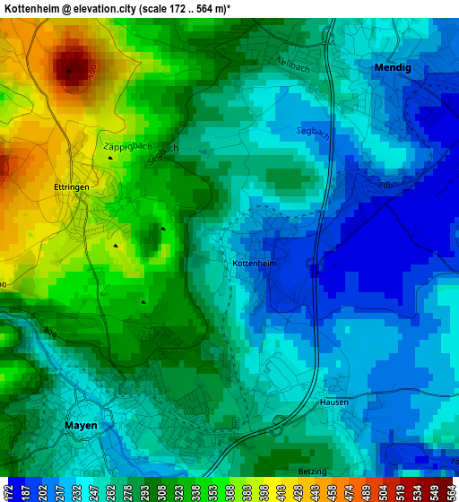 Kottenheim elevation map