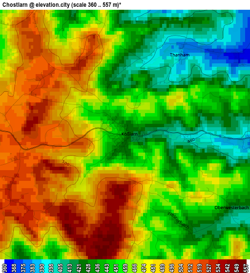 Chostlarn elevation map