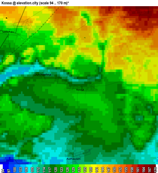 Kossa elevation map