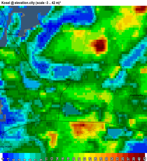 Kosel elevation map