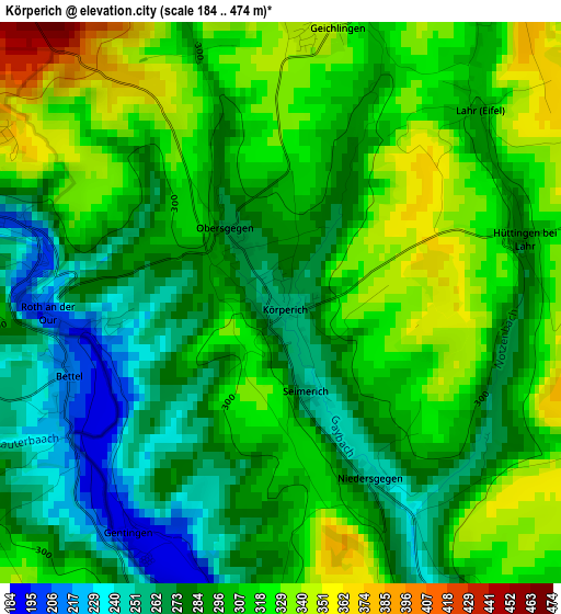 Körperich elevation map