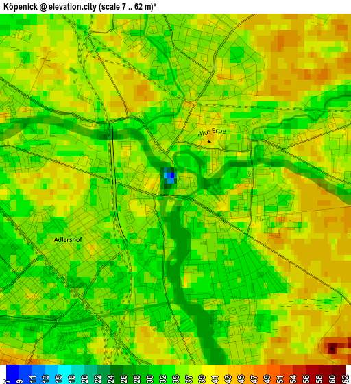 Köpenick elevation map