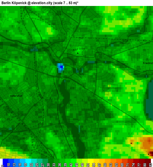 Berlin Köpenick elevation map