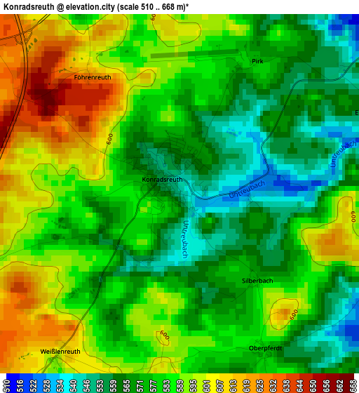 Konradsreuth elevation map