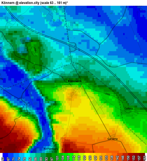 Könnern elevation map