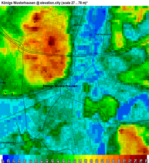 Königs Wusterhausen elevation map