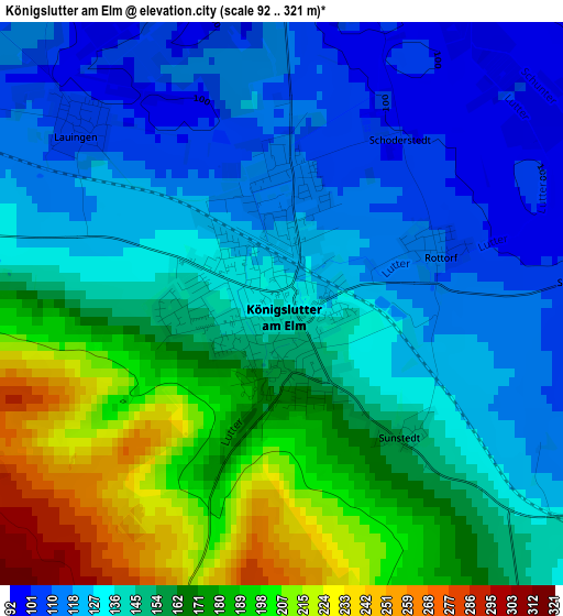 Königslutter am Elm elevation map