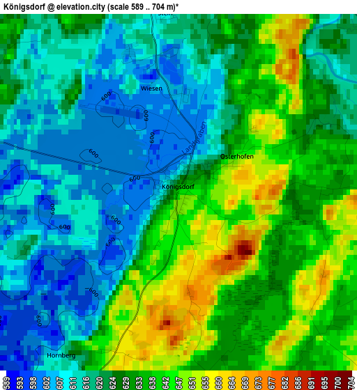 Königsdorf elevation map