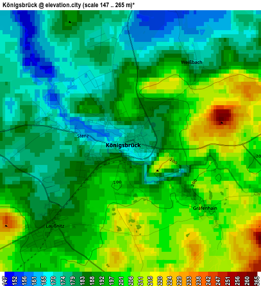 Königsbrück elevation map