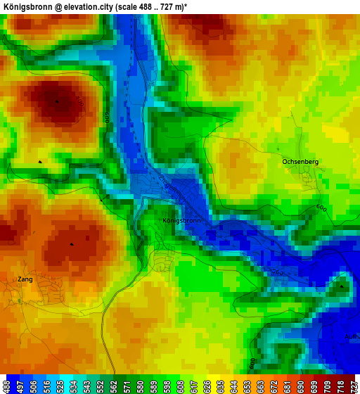 Königsbronn elevation map