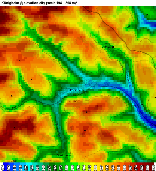 Königheim elevation map