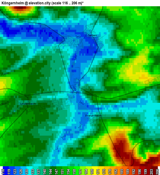 Köngernheim elevation map