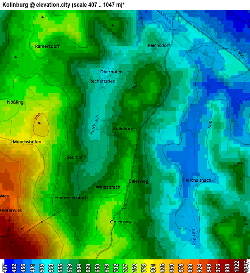 Kollnburg elevation map