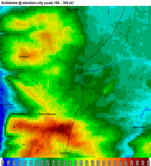 Kolitzheim elevation map