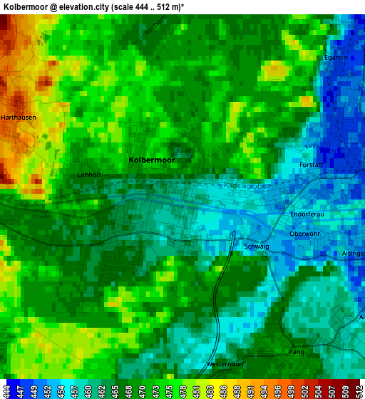 Kolbermoor elevation map