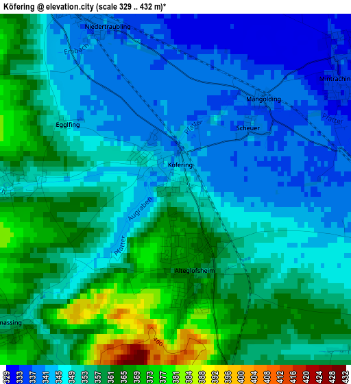 Köfering elevation map