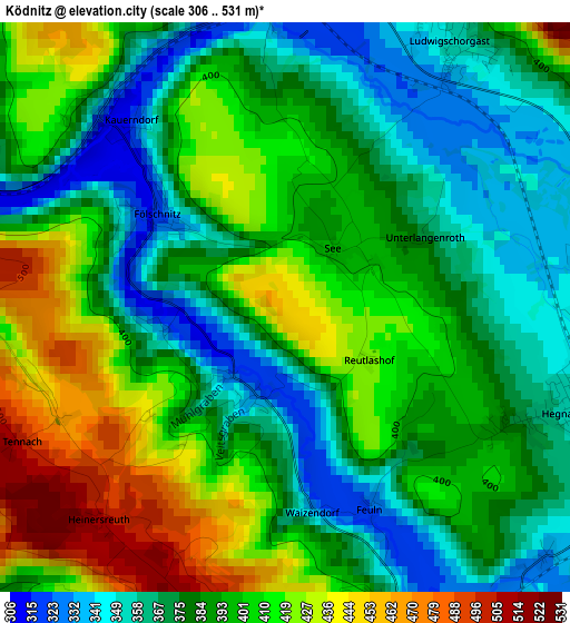 Ködnitz elevation map