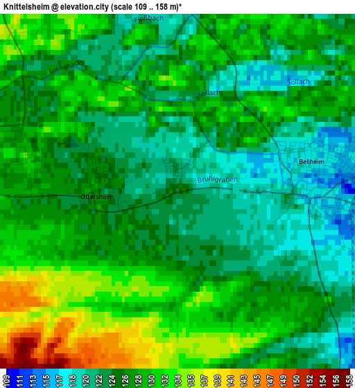 Knittelsheim elevation map