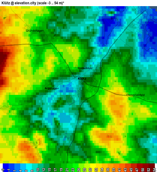 Klütz elevation map