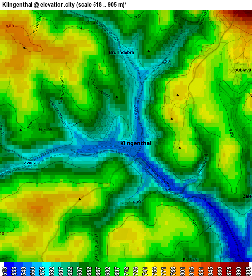 Klingenthal elevation map