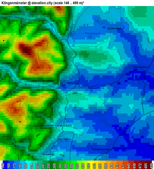 Klingenmünster elevation map