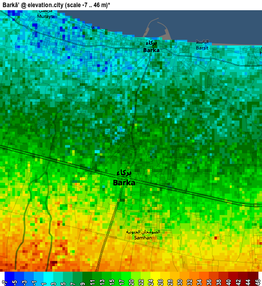 Barkā’ elevation map