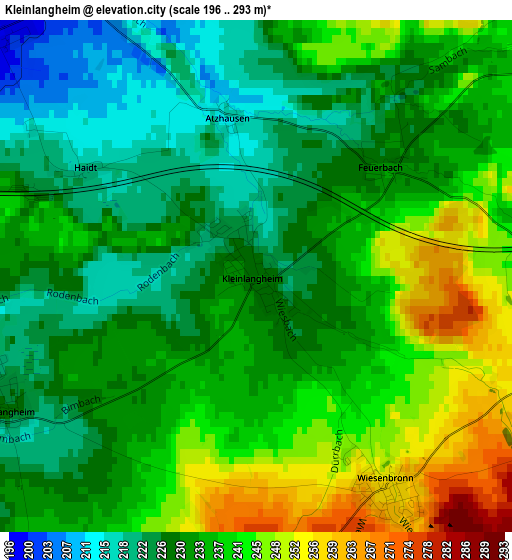 Kleinlangheim elevation map