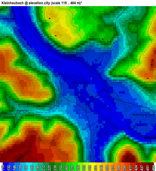 Kleinheubach elevation map