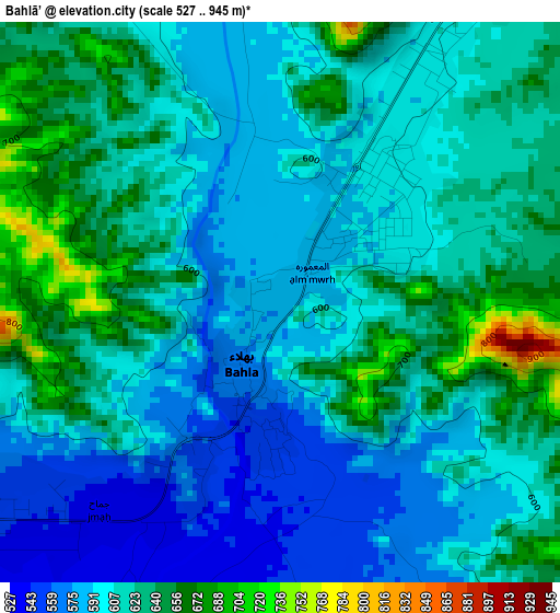 Bahlā’ elevation map