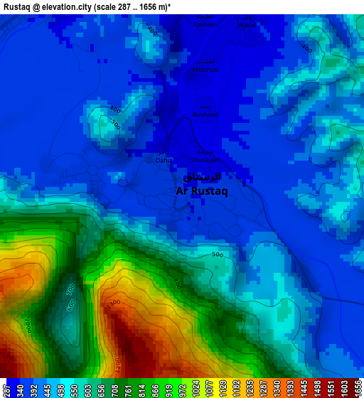 Rustaq elevation map