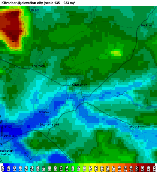 Kitzscher elevation map