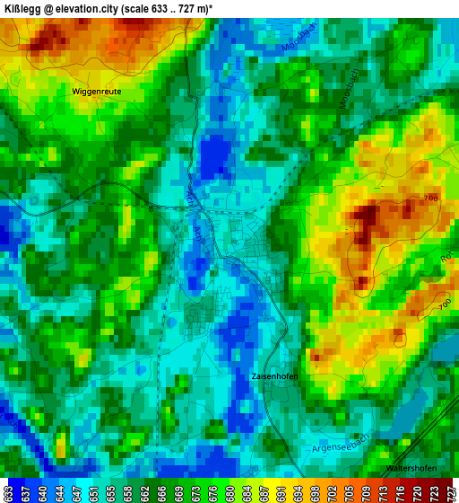 Kißlegg elevation map