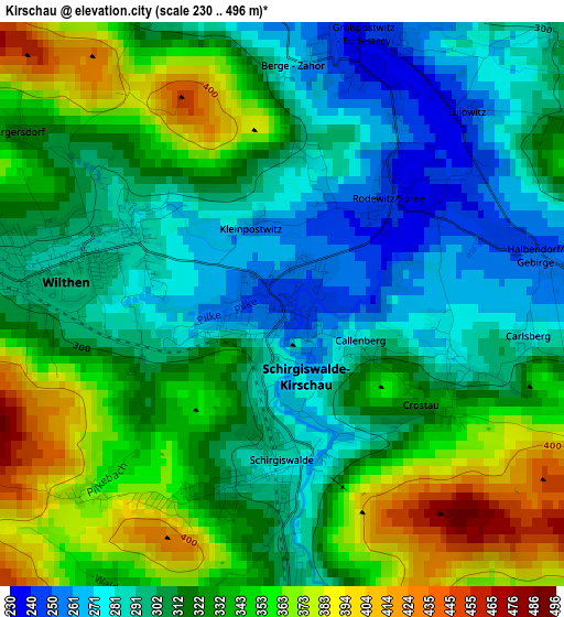 Kirschau elevation map