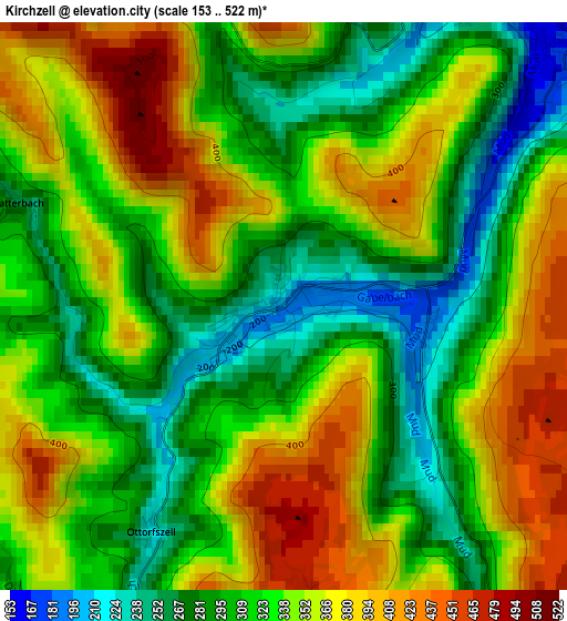 Kirchzell elevation map