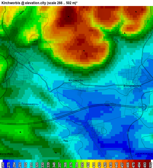 Kirchworbis elevation map