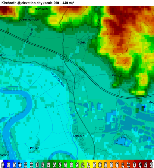 Kirchroth elevation map
