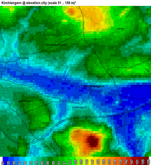 Kirchlengern elevation map