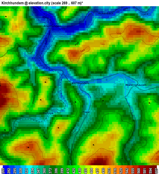 Kirchhundem elevation map