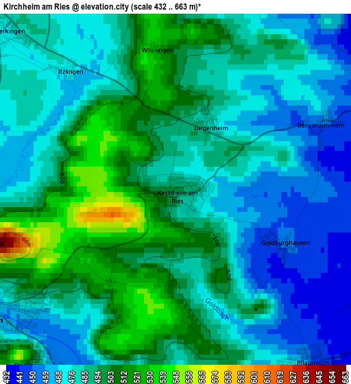 Kirchheim am Ries elevation map