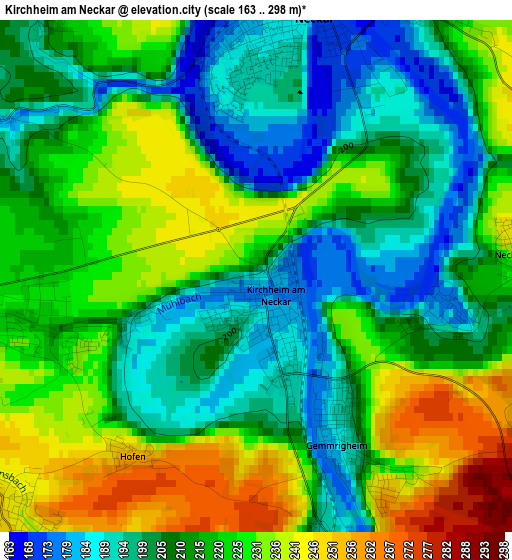 Kirchheim am Neckar elevation map