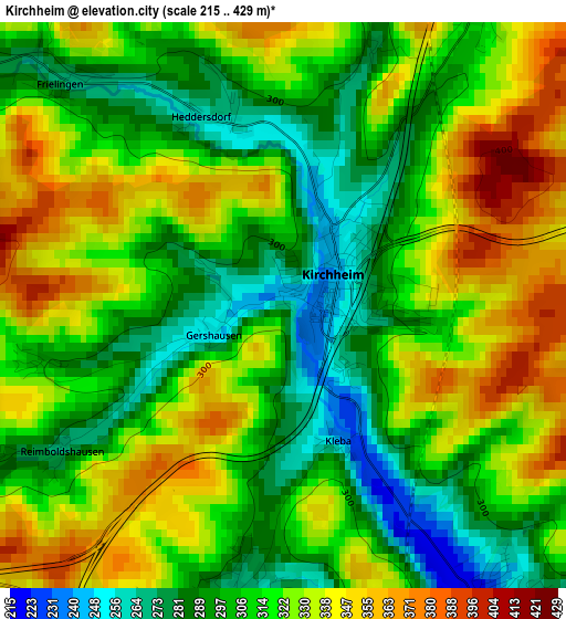 Kirchheim elevation map