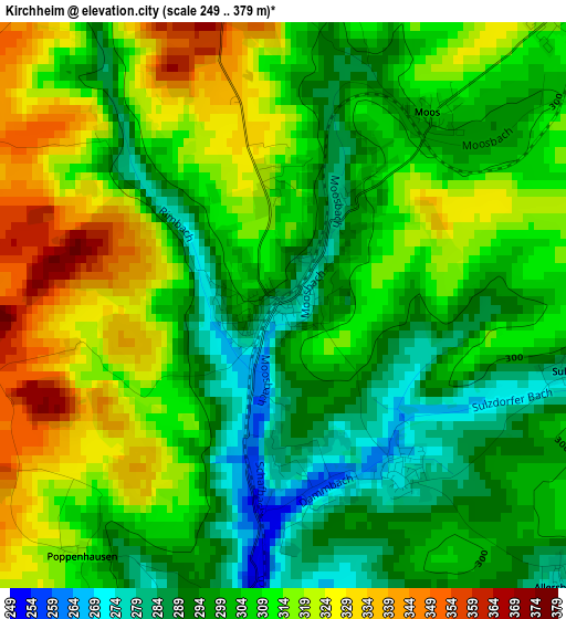 Kirchheim elevation map