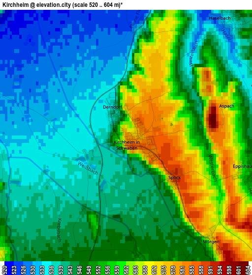 Kirchheim elevation map