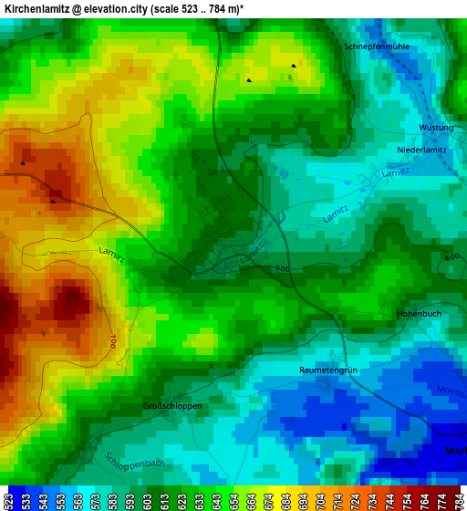 Kirchenlamitz elevation map