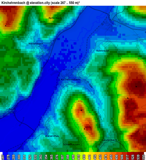 Kirchehrenbach elevation map