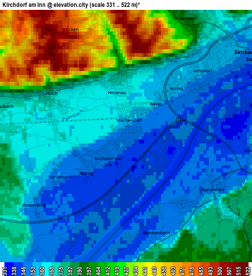 Kirchdorf am Inn elevation map